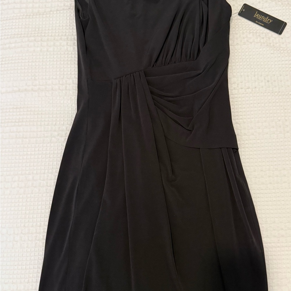 Laundry By Shelli Segal Black One Shoulder Sheath Dress